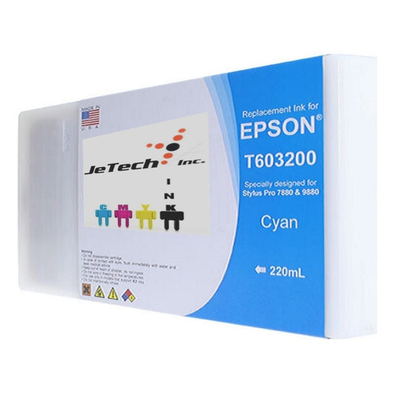 InXave Epson T603200 220ml ink cartridge ultrachrome k3 Cyan