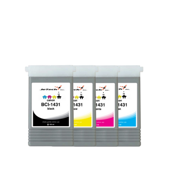 InXave Canon* BCI-1431 Compatible 130ml Ink Cartridges 4 Set