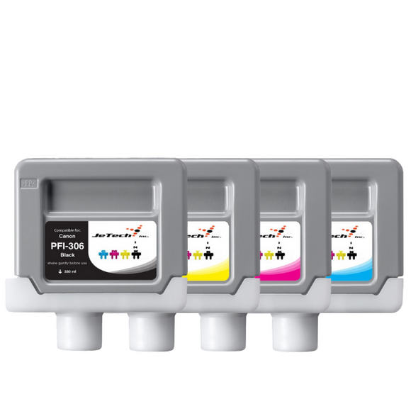 InXave Canon* Lucia EX PFI-306 Compatible 330ml Ink Cartridges 4 Set