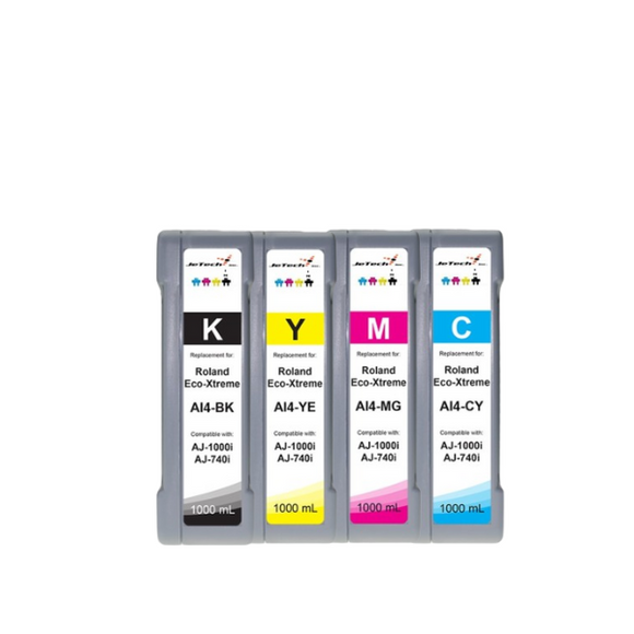 InXave Roland* Eco-Xtreme LT® AI4 Compatible 1000ml Ink Cartridges 4 Set