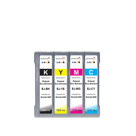 InXave Roland* Eco-Solvent EJ Compatible 1000ml Ink Cartridges 4 Set