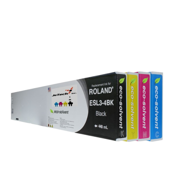 InXave Roland* ESL3-4 Eco-Solvent Max® Compatible 440ml Ink Cartridges 4 Set
