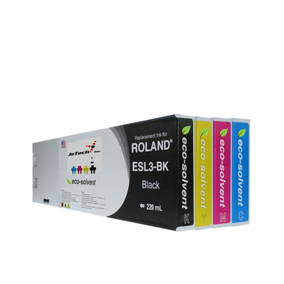 InXave Roland* ESL3 Eco-Solvent Max® Compatible 220ml Ink Cartridges 4 Set