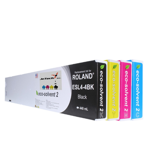InXave Roland* ESL4-4 Eco-Solvent Max2® Compatible 440ml Ink Cartridges 4 Set