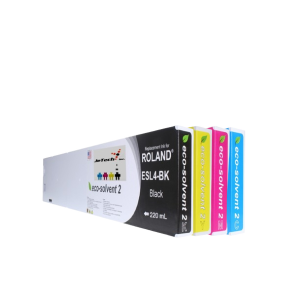 InXave Roland* ESL4 Eco-Solvent Max2® Compatible 220ml Ink Cartridges 4 Set