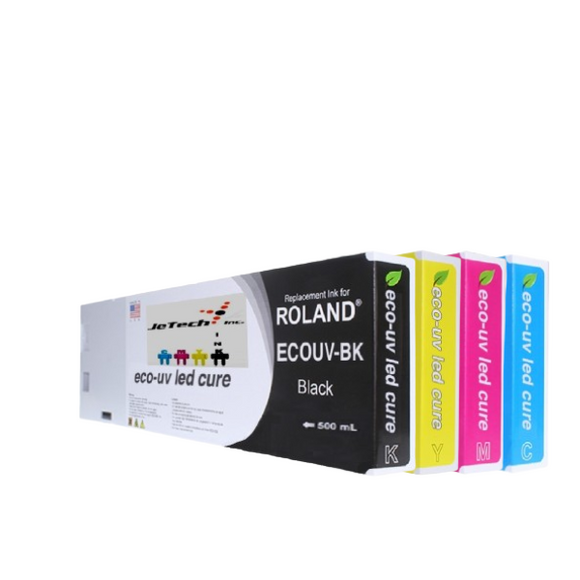 InXave Roland* Eco UV4 (EUV4) Compatible 500ml Ink Cartridges 4 Set