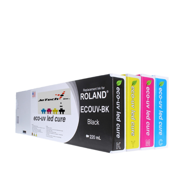 InXave Roland* Eco UV (EUV) Compatible 220ml Ink Cartridges 4 Set
