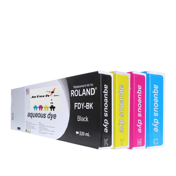 InXave Roland* Aqueous Dye FDY Compatible 220ml Ink Cartridges 4 Set