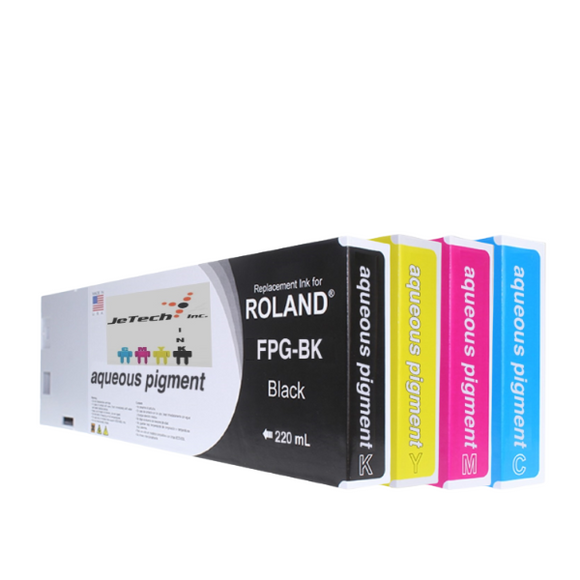 InXave Roland* Aqueous Pigment FPG Compatible 220ml Ink Cartridges 4 Set
