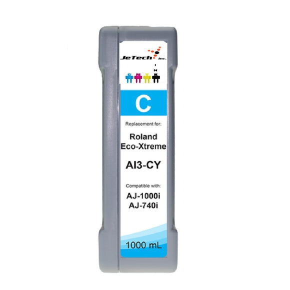 InXave Roland Eco-Xtreme AI3-CY 1000mL Ink Cartridges Cyan